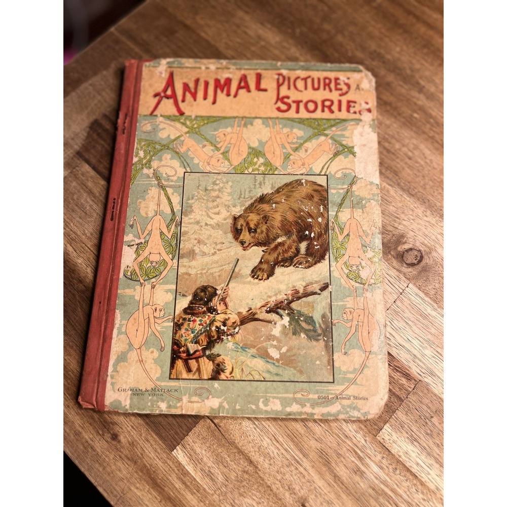 Antique Animal Picture and Stories Graham & Matlack Shooting a Bear Cover Illust
